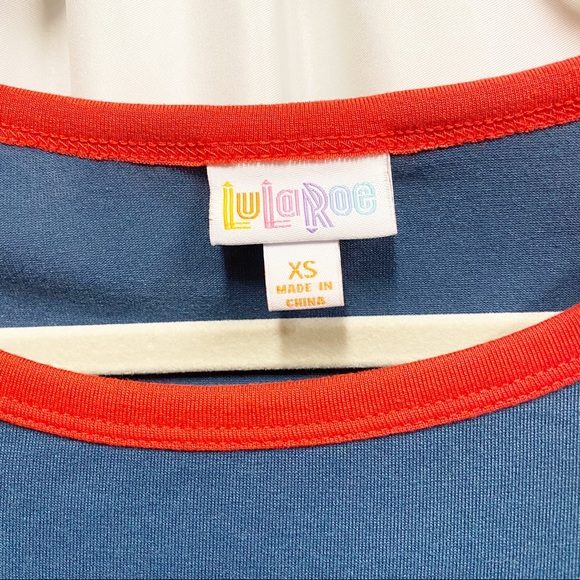 LuLaRoe Blue & Red Baseball Julia Dress - Picture 5 of 7